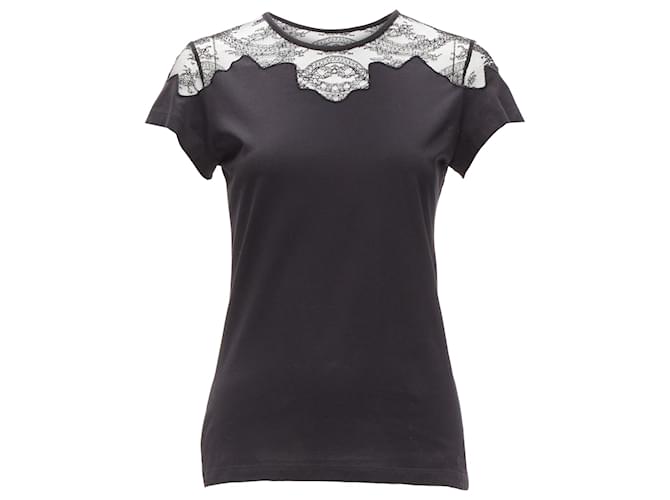 T-shirt Balenciaga con inserti in pizzo sulle spalle Nero