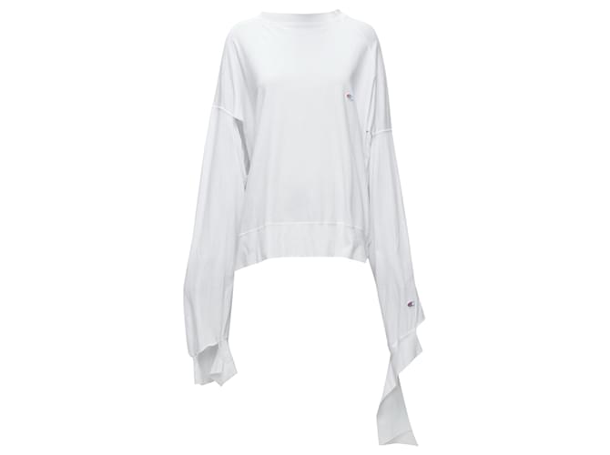 Vêtements Maglione a maniche tagliate deconstructed con nastro logo Vetements Bianco