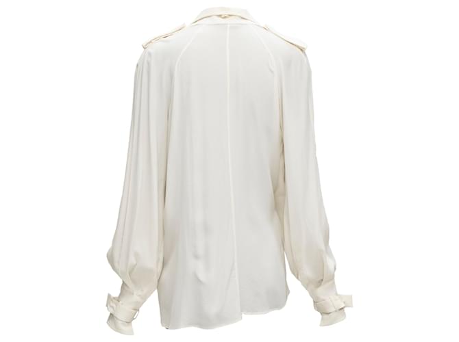 Giacca fluida in seta avorio di Tom Ford con dettagli trench Bianco Crudo