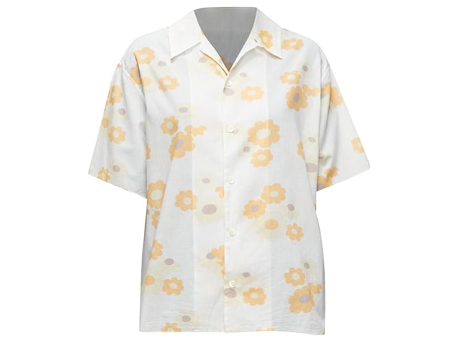 Camicia boxy in cotone con stampa floreale a maniche corte Marni Bianco