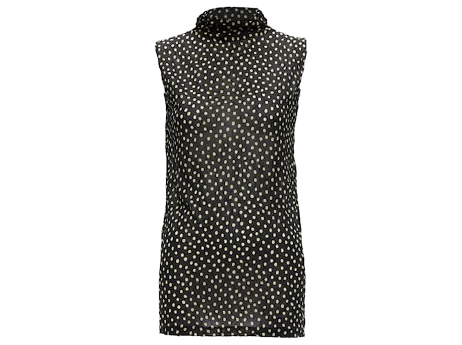 Top trasparente a pois con collo alto di Issey Miyake Nero