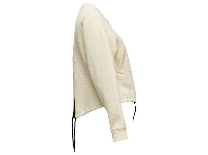 Giacca bomber cropped in cotone e pelle con zip Marni Marrone Beige