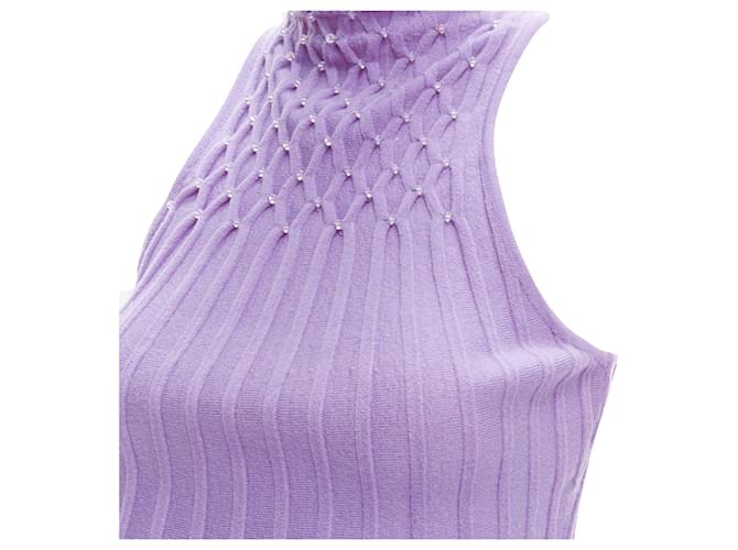 Crop turtleneck decorato con perline di gioielli Gianni Versace Porpora