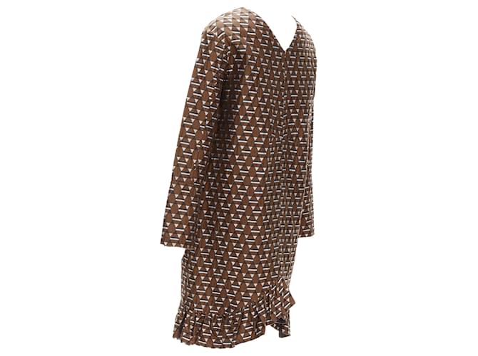 Abito a orlo irregolare in jacquard geometrico Marni Marrone