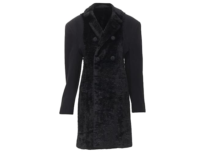 Cappotto oversized deconstructed in pelliccia finta Comme Des Garcons Nero