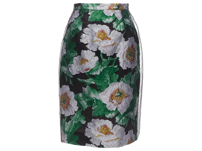 gonna in jacquard floreale con sovrapposizione in tulle Oscar De La Renta Nero