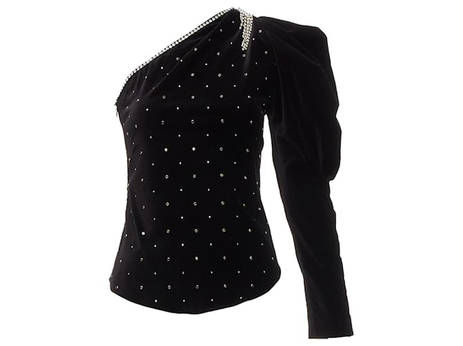 Top in velluto con cristalli e perline chiodate Isabel Marant Nero