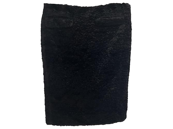 Gonna a matita midi in pelliccia sintetica in viscosa nera di Acne Studios Nero