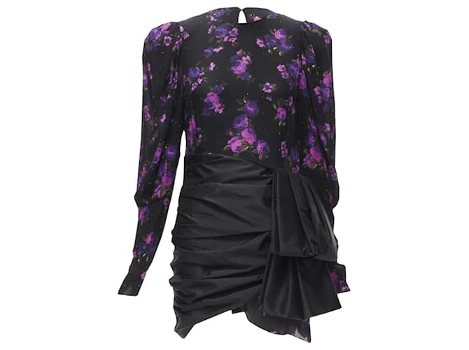 Abito a gonna avvolgente floreale con embellishments in cristallo Magda Butrym Matera Nero