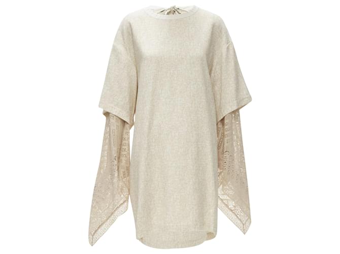 Chloé Abito con maniche all'uncinetto a pois Chloe Marrone Beige