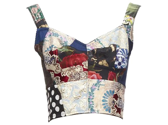 Bustier in jacquard metallico patchwork siciliano Dolce & Gabbana Multicolore