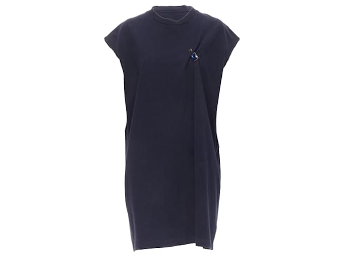 Abito casual oversize in cotone con spilla gioiello di Acne Studios Blu Blu navy