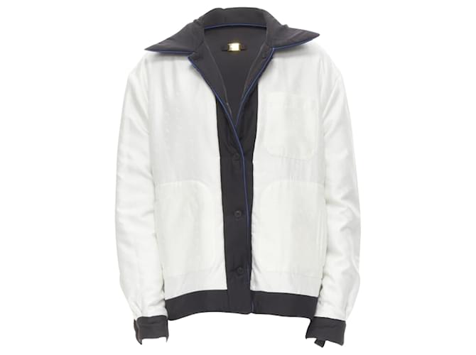 Giacca imbottita reversibile in seta con logo Fendi Nero