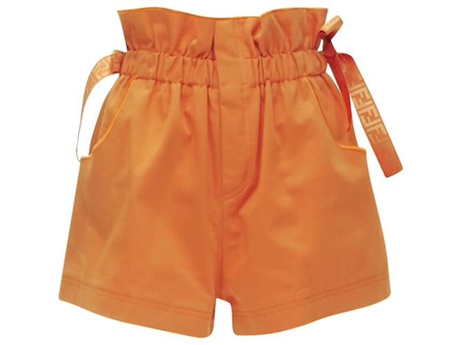Shorts a palloncino con coulisse in monogramma FF di Fendi Arancione