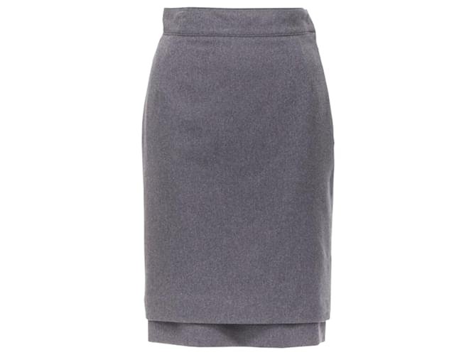 Gonna a matita in lana con orlo a doppio strato Oscar De La Renta Grigio