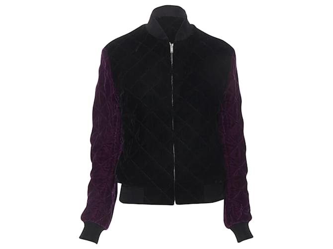 Giacca bomber trapuntata in diamante Teddy Saint Laurent Nero