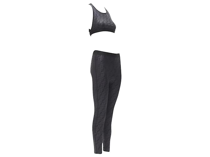 Set di leggings e top reggiseno con monogramma Zucca Fendi Forever Nero