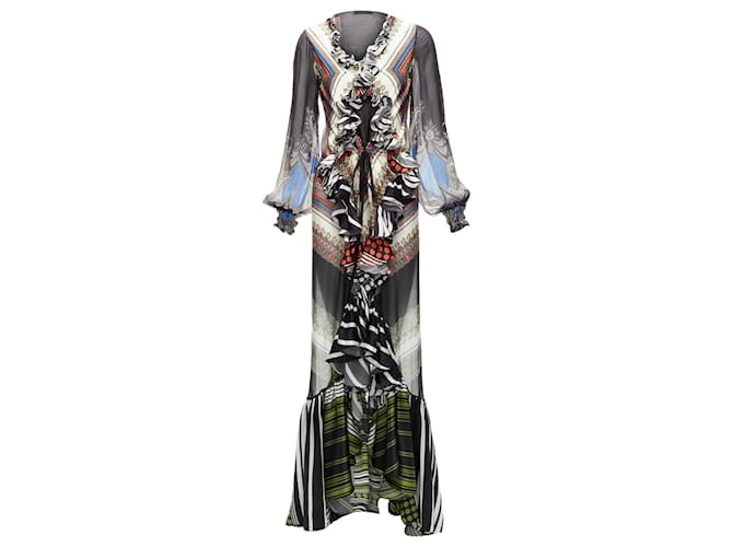 Abito in chiffon con volant trasparente Givenchy Riccardo Tisci con bandana Nero