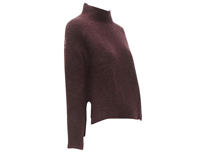 Theory Maglione in misto lana con colletto alto e orlo a scalare Rosso