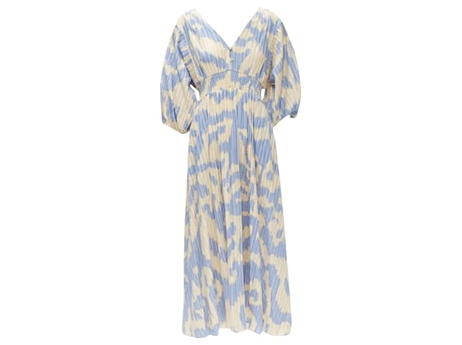 Abito a maniche puff con ricamo a rete stampato di Diane Von Furstenberg Blu