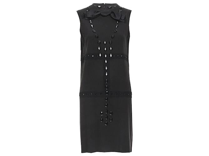 Abito aderente in lana con gioielli di Lanvin Marrone