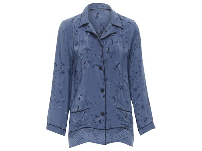 Camicia in seta Valentino Garavani Garden of Early Des Blu