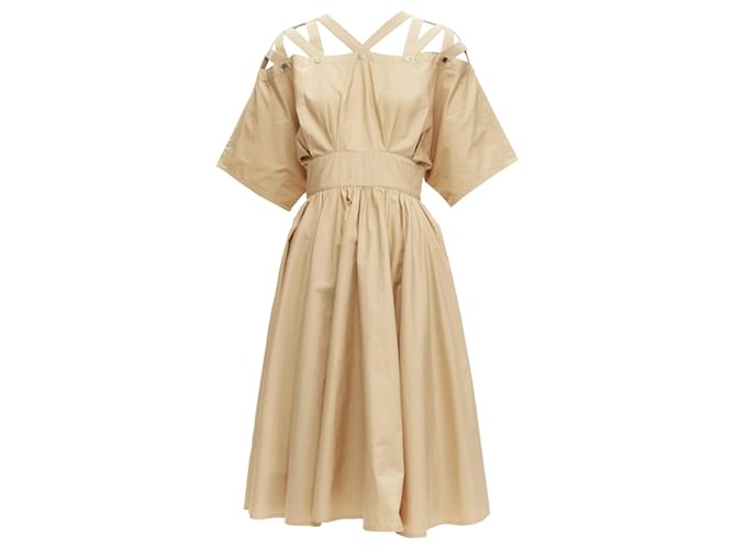 Abito in cotone con spalline e borchie sulle spalle Thierry Mugler Verde Cachi