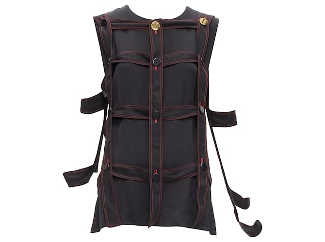 Céline Top con bottoni in rete di imbracatura Celine Philo Nero