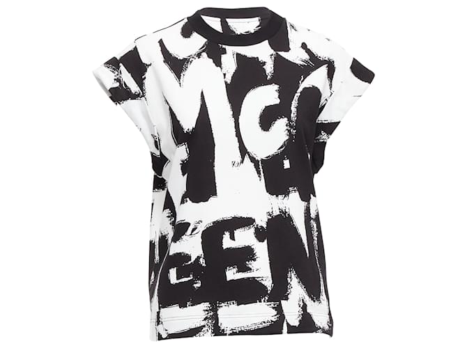 Top boxy in cotone graffiti Alexander McQueen Nero