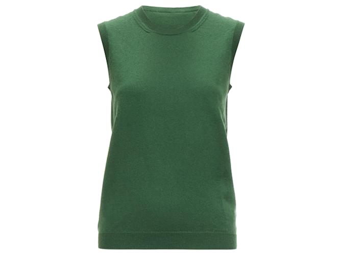 Gilet senza maniche in cashmere Jil Sander con collo rotondo forestale Verde