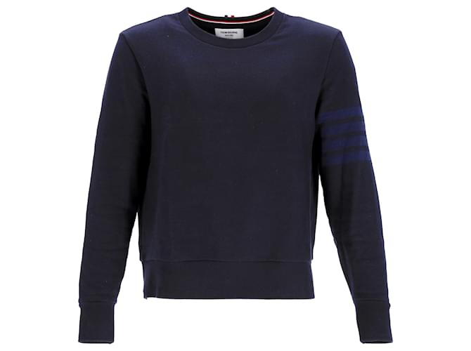 Felpa 4-Bar Thom Browne in cotone blu navy