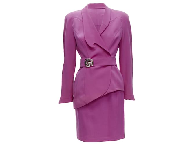 Blazer con revers curvo e fibbia in metallo Thierry Mugler Rosa