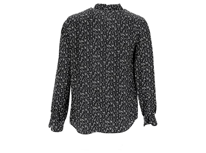 Camicia a maniche lunghe stampata Dolce & Gabbana in seta nera Nero