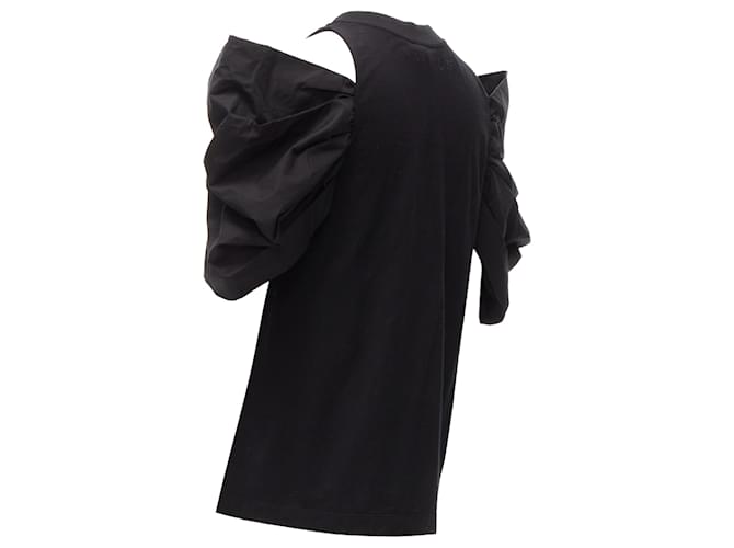 Top in cotone con maniche a sbuffo Alexander McQueen Nero