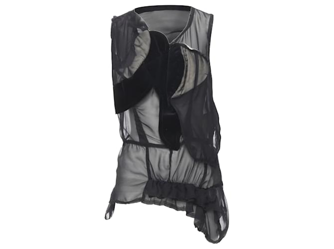 Comme Des Garcons Gilet senza maniche in patchwork di velluto trasparente Comme Des Garçons Nero