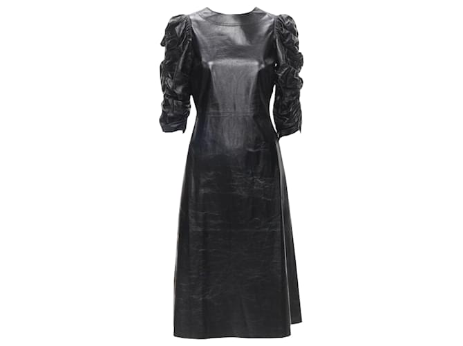 Céline Abito a maniche arricciate in pelle di agnello Celine Phoebe Philo Nero