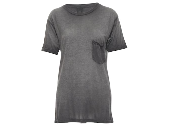 T-shirt oversize con tasca sul petto lavata Saint Laurent Grigio