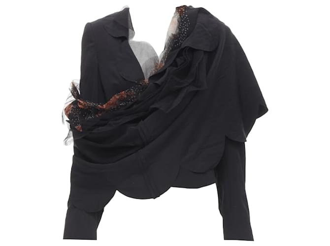 Comme Des Garcons Blazer in tulle rosa con fascia scallop di Comme Des Garçons Nero