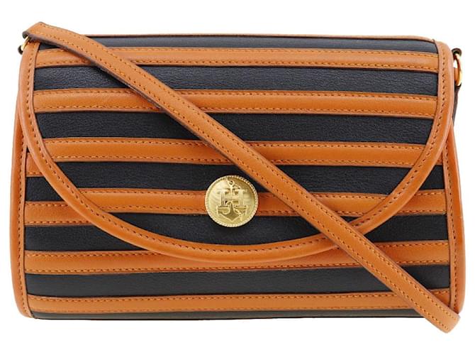 Borsa a spalla in pelle Hermès arancione/nera