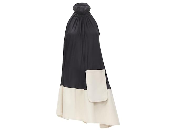 Abito A-line con bretelle a fibbia e tasca applicata Tibi Nero