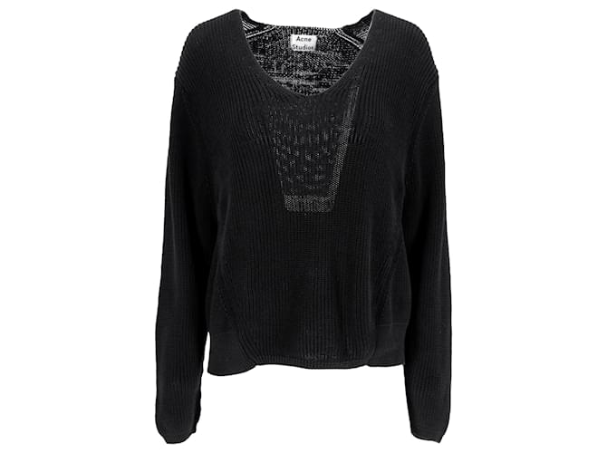 Maglione a collo rotondo in lino nero di Acne Studios