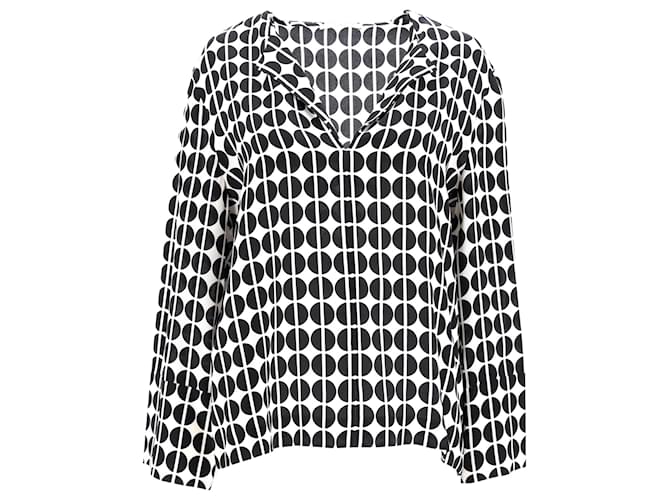 Blusa a maniche lunghe a pois Etro in seta nera e bianca Multicolore