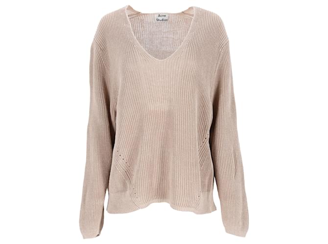 Maglione in lino marrone con scollo a barca di Acne Studios