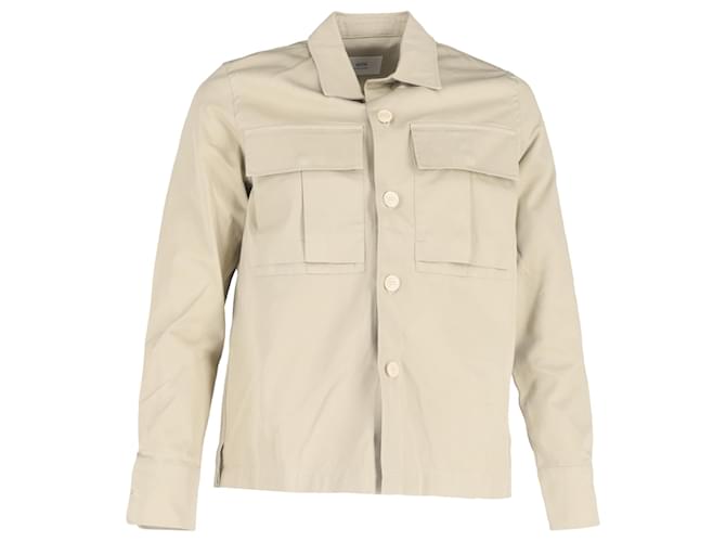 Camicia a maniche lunghe Ami con tasche in cotone beige