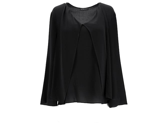 Blusa a maniche lunghe con scollo a V in viscosa nera Etro Nero
