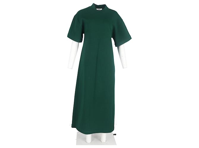 Abito maxi t-shirt con collo alto Ami in cotone verde Verde oliva