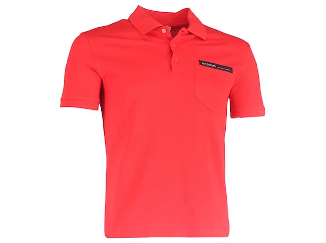 Polo in cotone rosso con logo a nastro Givenchy