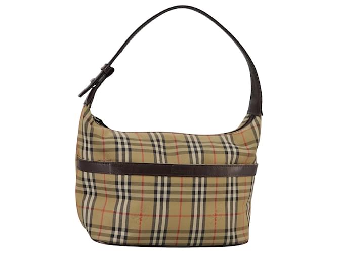 Autre Marque Borsa a mano Burberrys in tela di pelle beige marrone argento autentica 101939