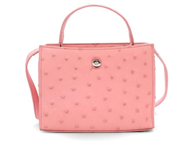 Borsa a mano Loro Piana in struzzo rosa Cluisee