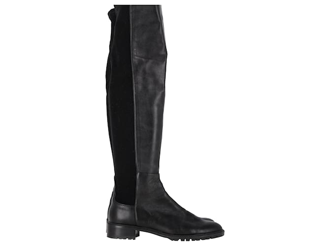 Stivali sopra il ginocchio Stuart Weitzman 5050 Lift in pelle nera e camoscio Nero